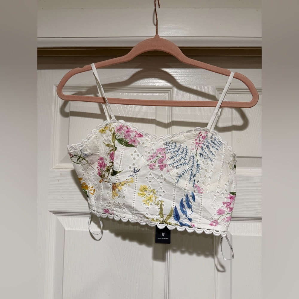 NWT Lulus Sweet At Heart White Floral Embroidered Two-Piece Midi Dress Small - Picture 5 of 16